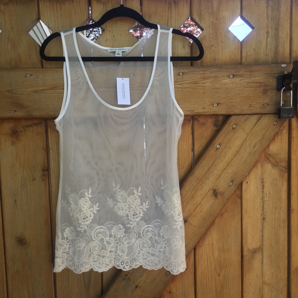 Banana Republic white sheer tank top size S